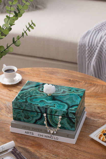 10" x 7" x 5" Bethany Marbled Jewelry Box, Stackable Decorative Storage Boxes With Lids