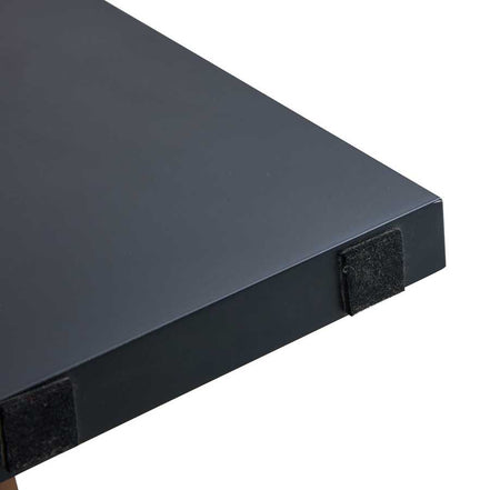 Close-up of Walnut MDF Coffee Table corner showing durable black finish and protective felt pads for modern minimalist interiors.