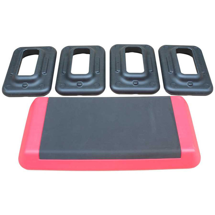 Aerobic Stepper Platform - Adjustable, 4 Risers | Portable stepper with detachable risers for easy storage and height customization.