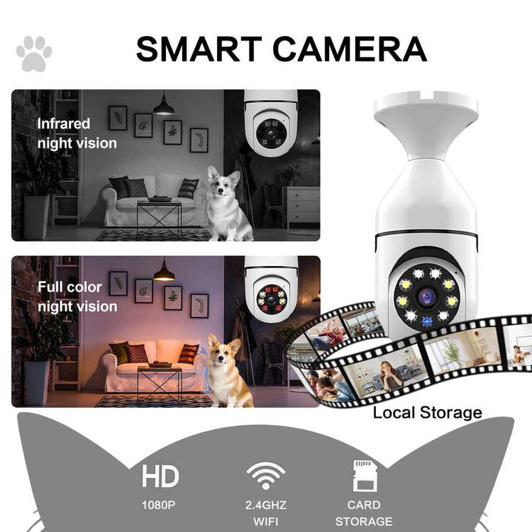 Indoor security camera with full color night vision and local storage options