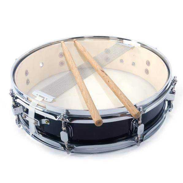 13x3.5 Inch Professional Snare Drum Drumsticks Drum Key Strap Set Black