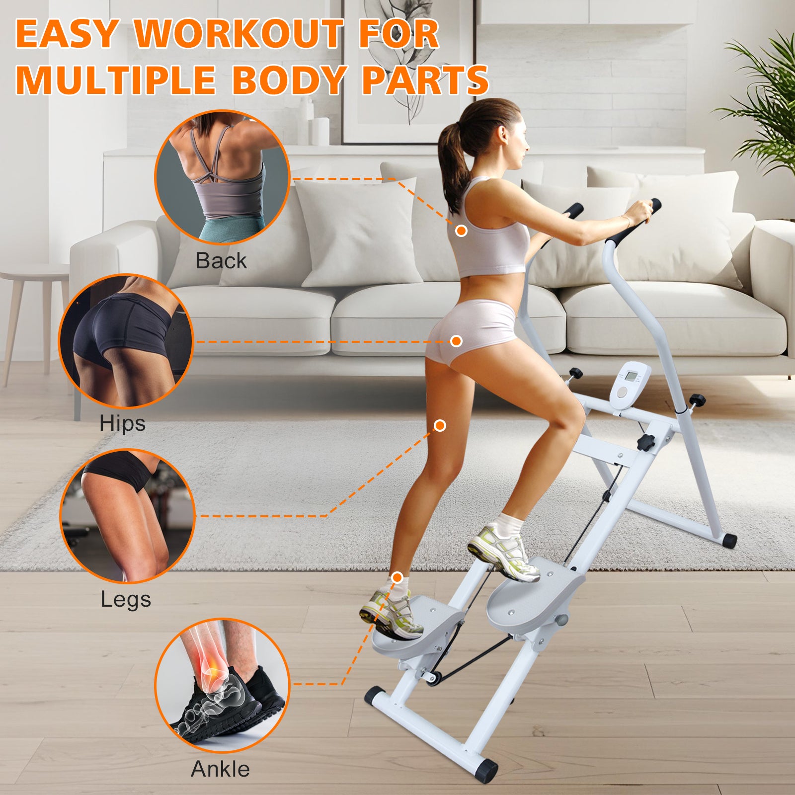 Stair Stepper Folding Vertical Cardio Exercise Climber Stair-Master for Exercise at Home Full Body Workout Machine with Handlebar