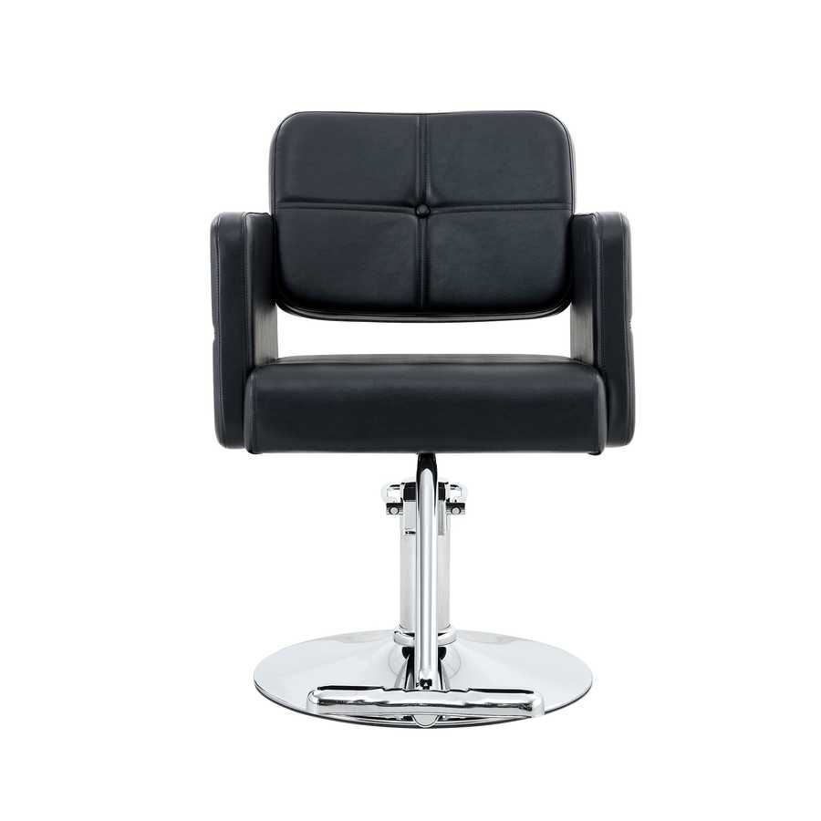 Black salon style chair with adjustable height