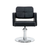 Black salon style chair with adjustable height