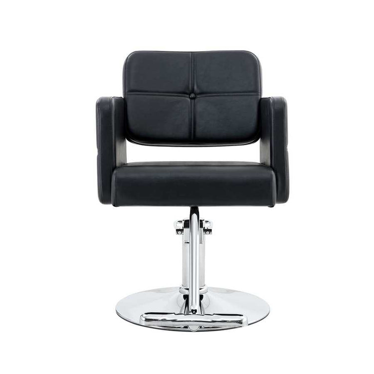 Black salon style chair with adjustable height