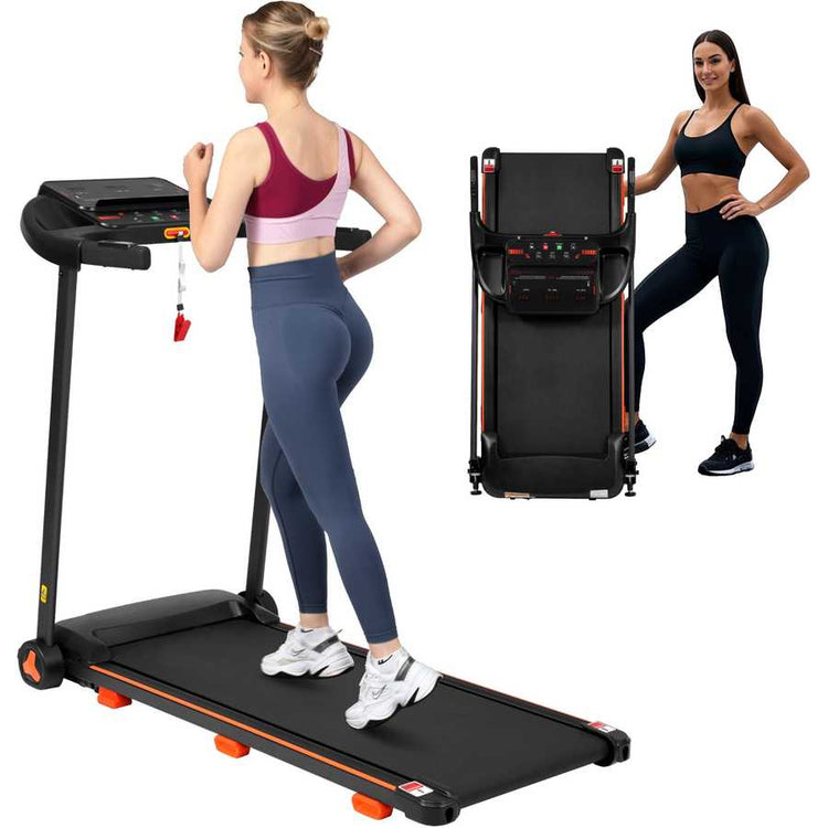 Folding treadmill with digital display and safety key