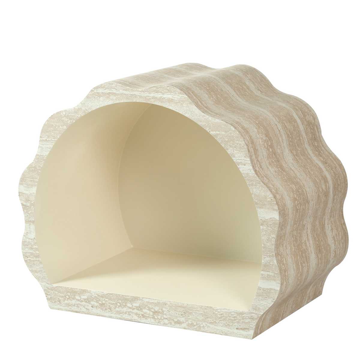 Stylish beige marble round coffee table with smooth curved edges, modern design, perfect for living room decor, SKU: W3040P510477