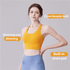 Yoga Clothes Top - Slim Fit with cross beauty back, built-in chest pad, and slimming design in vibrant yellow for activewear crop top lovers.