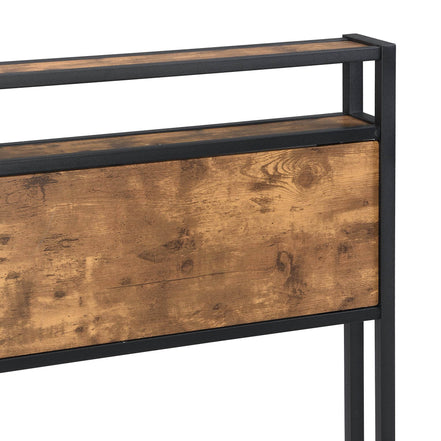 Queen Size Metal Platform Bed Frame with Wooden Headboard and Footboard with USB LINER, No Box Spring Needed, Large Under Bed Storage