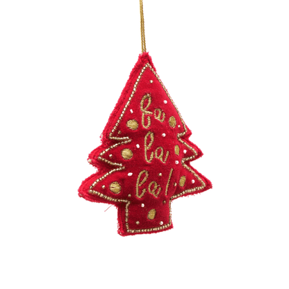 Expobazaar Embroidered Christmas Cheer Ornament - Red