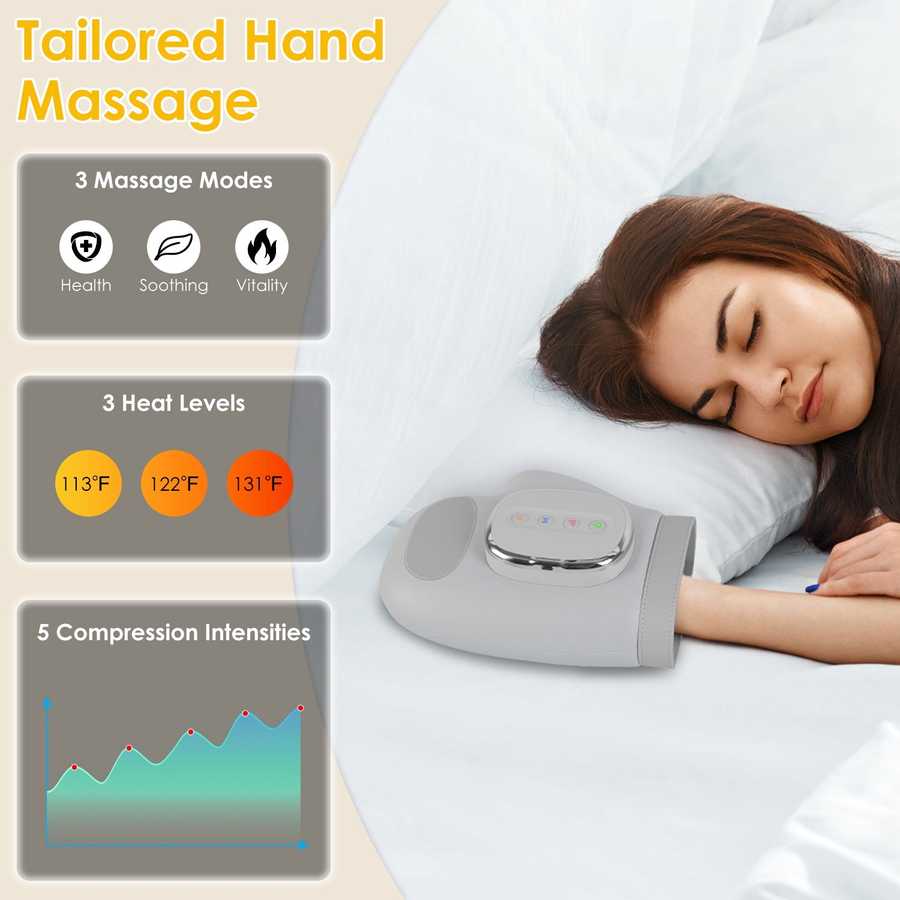 Cordless Hand Massager with 14 Airbags, 3 Massage Modes