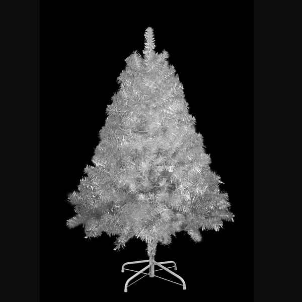Unlit artificial Christmas tree on a black background