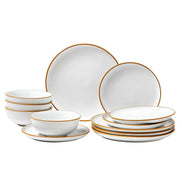 Full 12 PCS Dinnerware Set - Ceramic Plates and Bowls for 4, neatly arranged to display all included items in matching style.