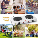 Cooking electric heating plate, 2-burner electric stove, 2000 watt portable electric stove, glass stove, easy to clean, suitable for RV/home/camping 110V