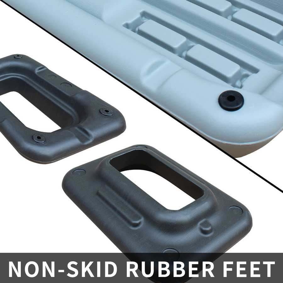 Close-up of non-skid rubber feet on the adjustable aerobic stepper, ensuring stability and floor protection during workouts.