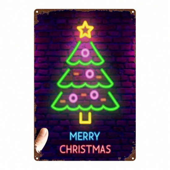 Metal Christmas Tree Wall Sign for Home Decor