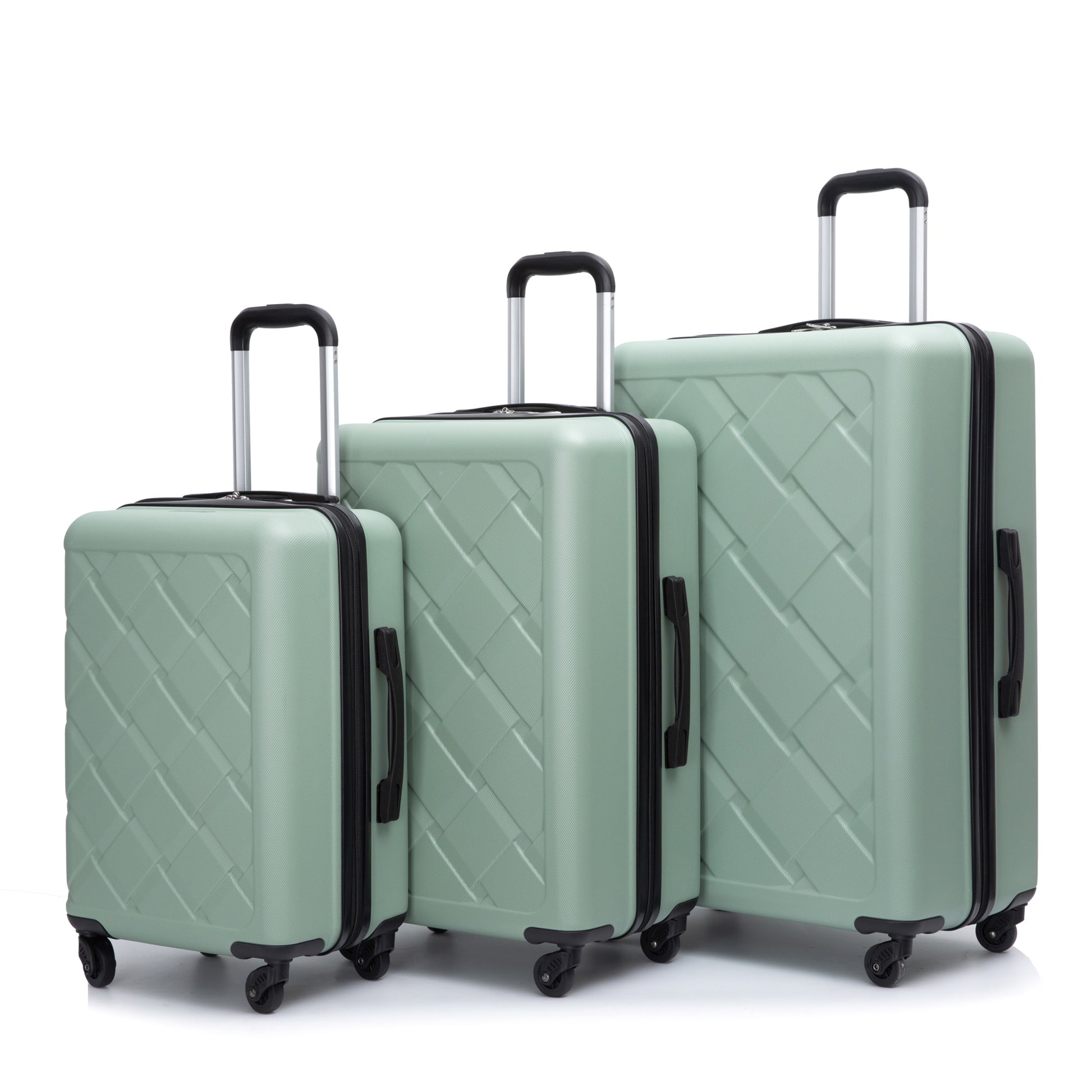Hardshell Suitcase with Spinner Wheels ABS Luggage Sets Lightweight Durable Suitcase,8-Piece Set (20/24/28+portable handbag + 4 pieces storage bag set) , GREEN