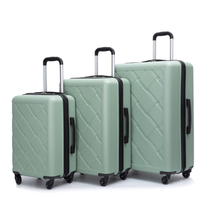 Hardshell Suitcase with Spinner Wheels ABS Luggage Sets Lightweight Durable Suitcase,8-Piece Set (20/24/28+portable handbag + 4 pieces storage bag set) , GREEN