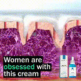 Illustration of women obsessed with skincare cream, highlighting the Blue Copper Peptide Muscle Base Solution for skin repair and anti-aging