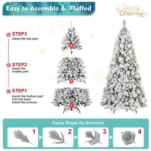 4 ft flocked Christmas tree easy assembly and fluffing steps