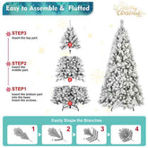 4 ft flocked Christmas tree easy assembly and fluffing steps