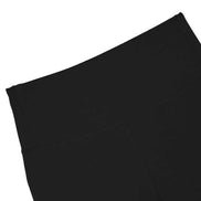 Detailed view of MLNshops MT20 black yoga leggings waistband, showcasing high-rise design and smooth stitching for comfort.