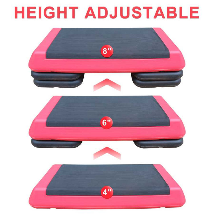 Aerobic Stepper Platform - Adjustable, 4 Risers | Portable stepper with 3 height levels: 4, 6, and 8 inches for varied intensity workouts.