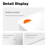 Product packaging with features highlighted on a white background