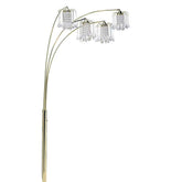 Gold floor lamp with crystal-like lampshades on a white background
