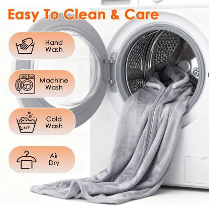 8-Zone Wearable Heated Blanket - 3 Adjustable Heat Levels, 59x31in Soft Flannel, USB-Powered Portable Design with Pockets, Machine Washable Winter Warmth