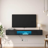 Floating TV Stand Wall Mounted with 16 Color LEDs,63&