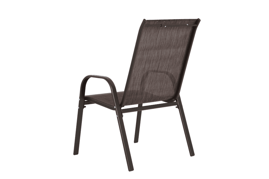 Stackable outdoor chair with mesh back and sturdy frame