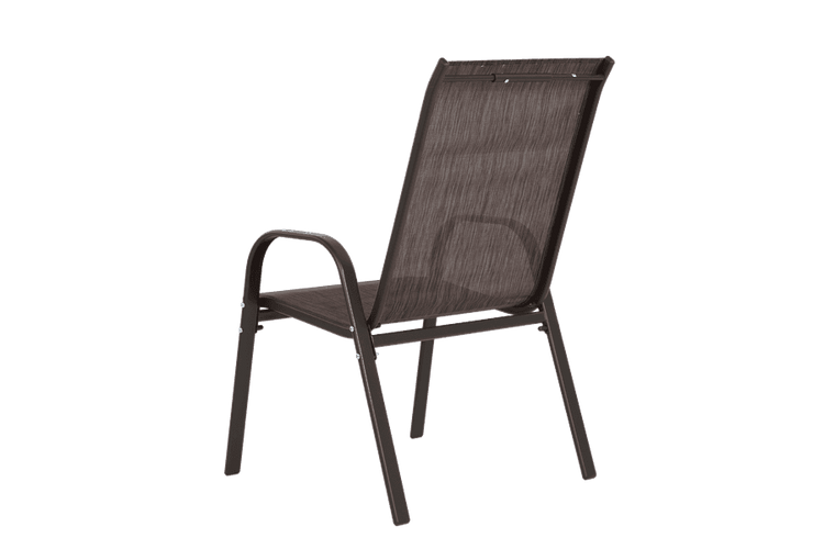 Stackable outdoor chair with mesh back and sturdy frame