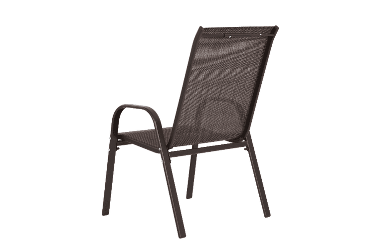 Set of four outdoor patio camping chairs with metal frame and mesh seat