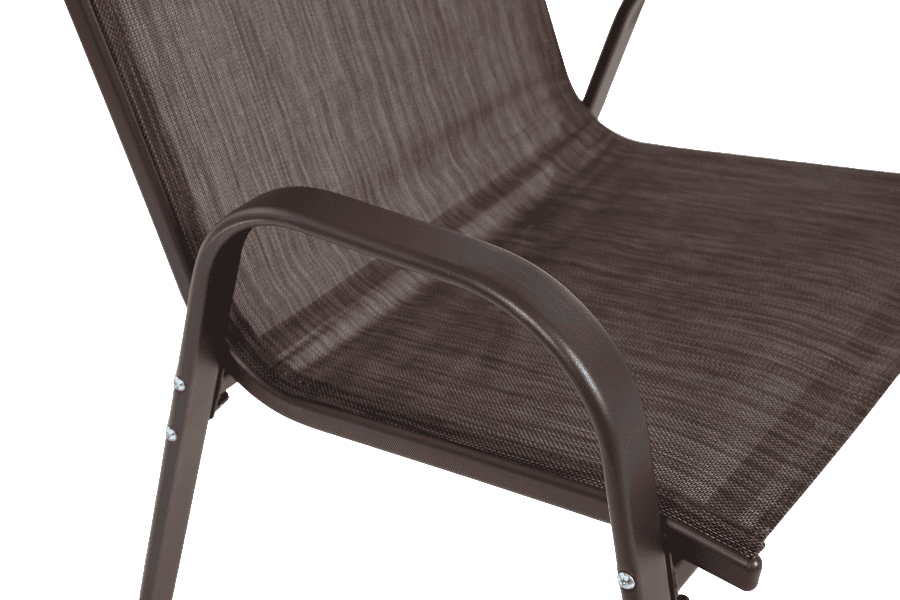 Outdoor patio camping chair close-up with breathable mesh fabric