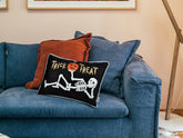Blue couch with a &