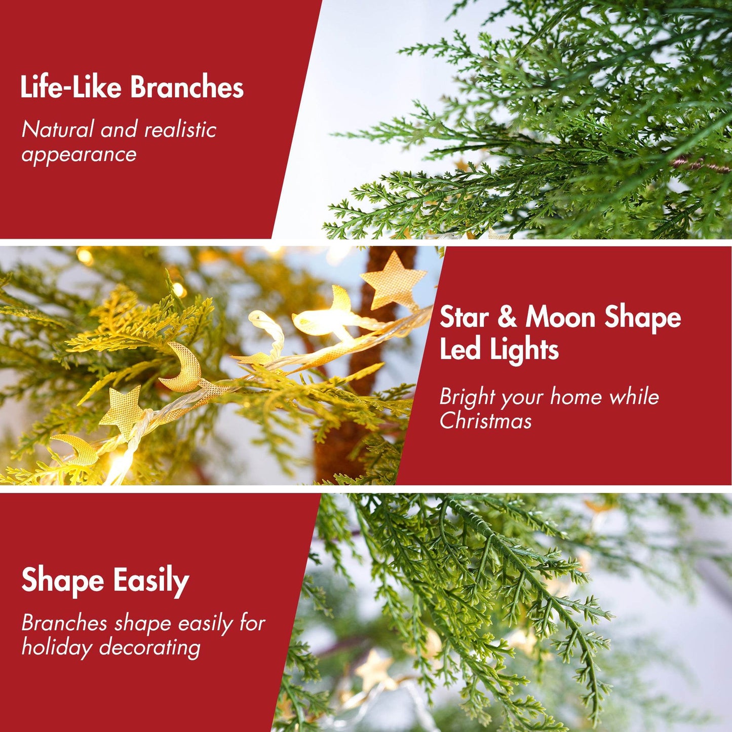 6ft Realistic LED Christmas Tree with Metal Stand - 612 Tips