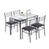 [110 x 70 x 76cm] Iron Glass Dining Table and Chairs Black One Table and Four Chairs PU Cushion Default Title