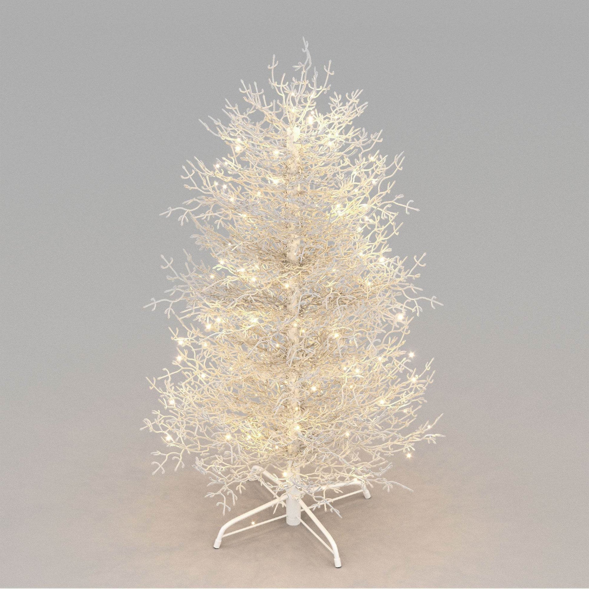 4FT Pre-lit Aspen Fir Artificial Christmas Tree, Hinged Xmas Tree 280 Snow Flocked Branch Tips, 230 Warm White LED Lights, Holiday Coral Christmas Tree for Home Party