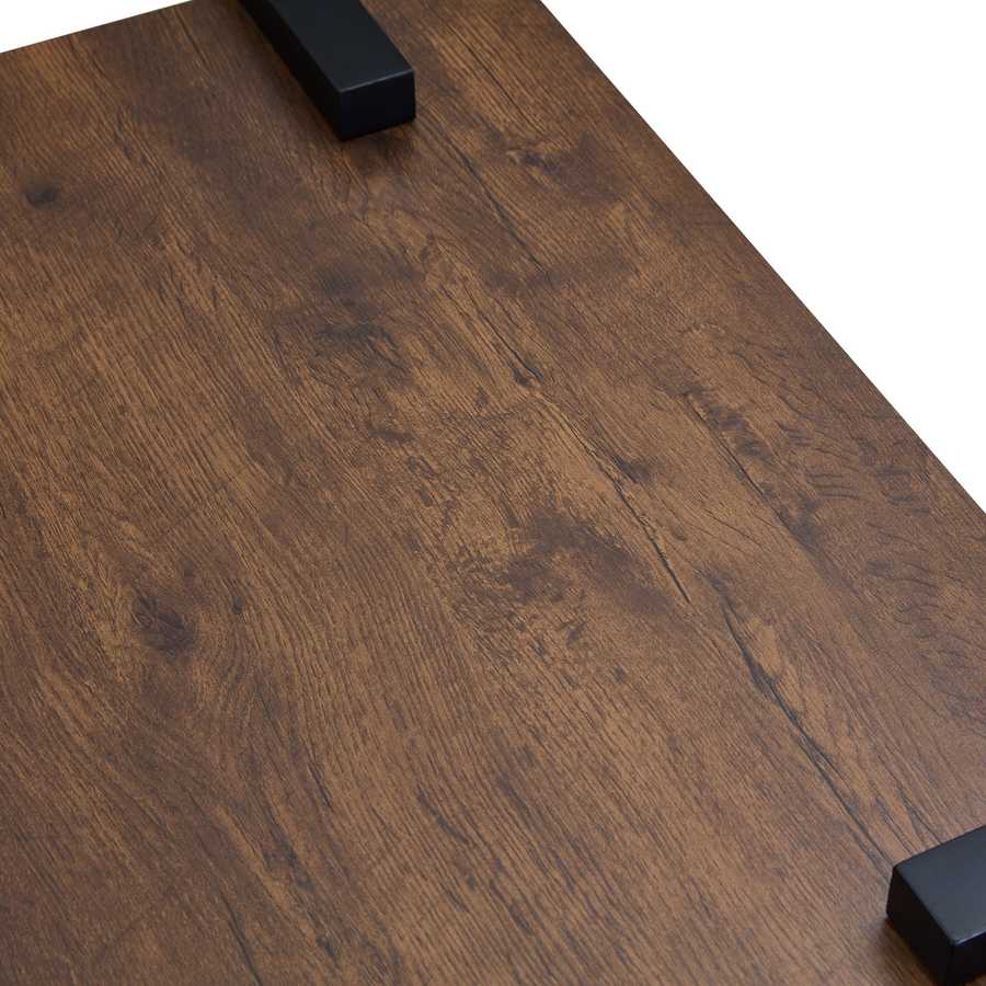 Top surface of Modern Minimalist Walnut MDF Coffee Table showing natural wood grain pattern and matte finish.