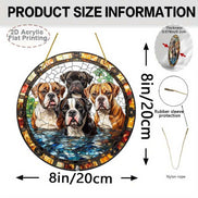 Boxer Dog Wall Art with 8-inch diameter and 0.078-inch thickness, made from durable acrylic with stained glass effect for home decoration.