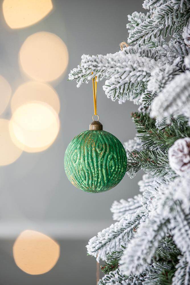 Glass Christmas Tree Ornaments Set - 6 Decorative Balls