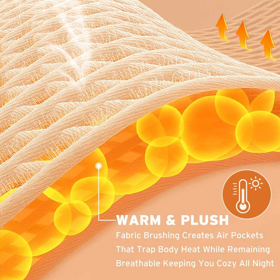Close-up illustration of flannel fabric showing warm and breathable air pockets for cozy all-night comfort.