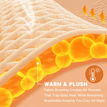 Close-up illustration of flannel fabric showing warm and breathable air pockets for cozy all-night comfort.