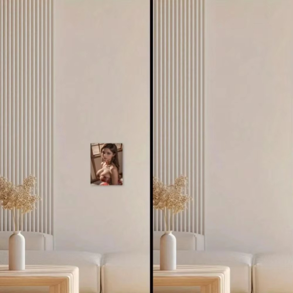 CIFbuy Retro Floral Aluminum Wall Art displayed in a minimalist living room, adding a stylish retro touch to modern interior decor.