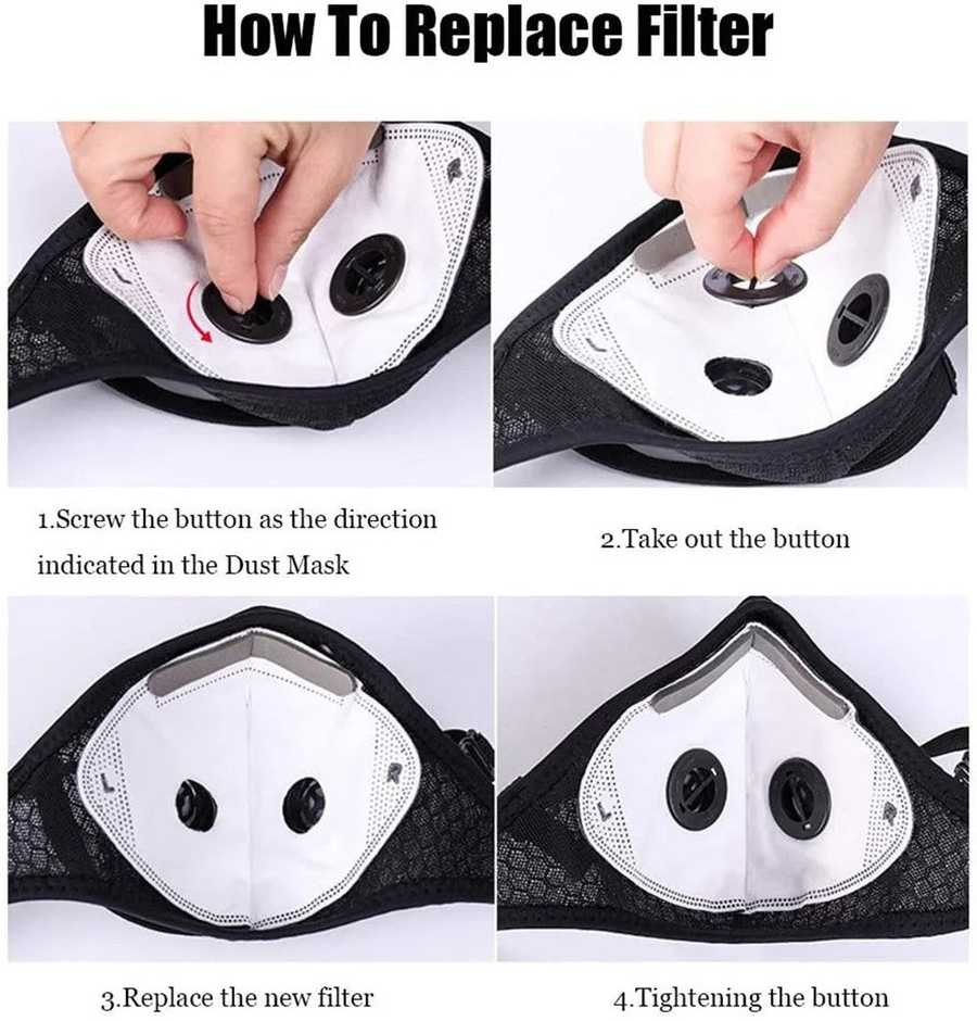 Step-by-step guide on how to replace a filter on a dust mask.