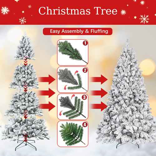Flocked Christmas tree with pine cones size options
