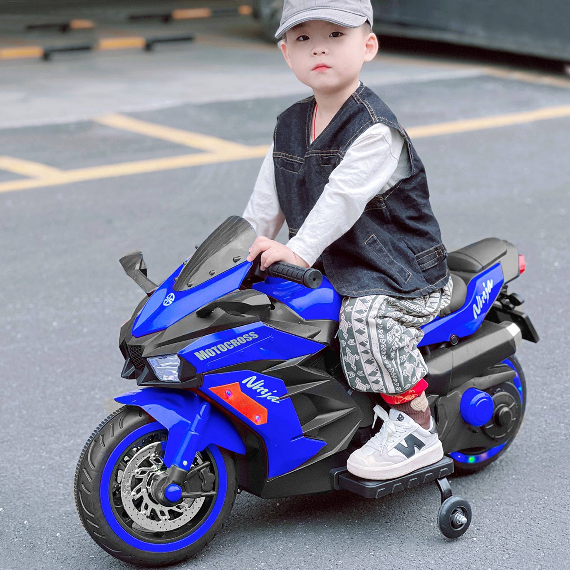 12V Battery Motorcycle, 2 Wheel Motorbike Kids Rechargeable Ride On Car Electric Cars Motorcycles--BLUE MLNshops