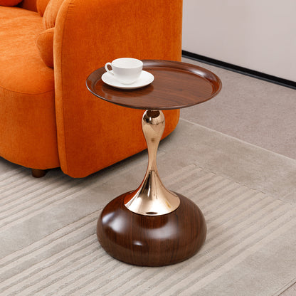 Mermaid Tail End Coffee Table Round Side Table, Modern Metal Pedestal Table, Minimalist Accent Table for Small Spaces, Drink Martini Table Decoration for Living Room Default