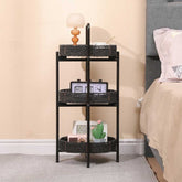 Modern 3-Tier Handwoven Side Table with Oval Organizer
